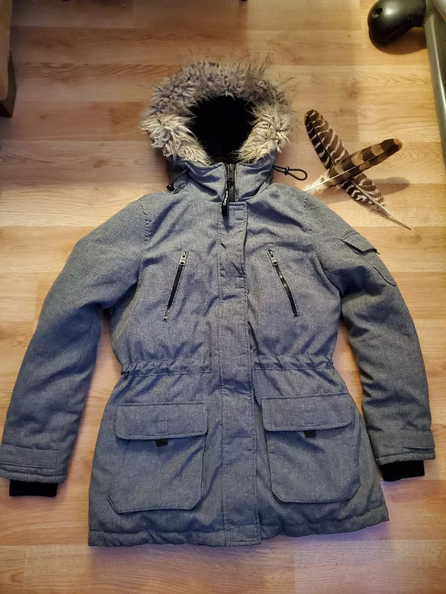 Women's Garage Snowproof Parka Charcoal Grey W/ Faux Fur Hood Size Petite  Small | eBay