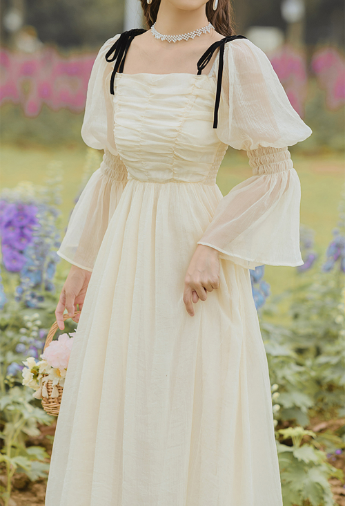 cottagecore flowy dress Cottagecore Floral Midi Dress – MAUVSTUDIO® main image 1