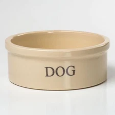 Ohio Stoneware Dog Food Crock Bowl Feeder Dish Labeled Dog Bristol 7 in