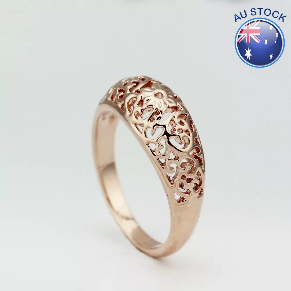 New Antique Style 18K Rose GOLD Filled Vintage Filigree Flower