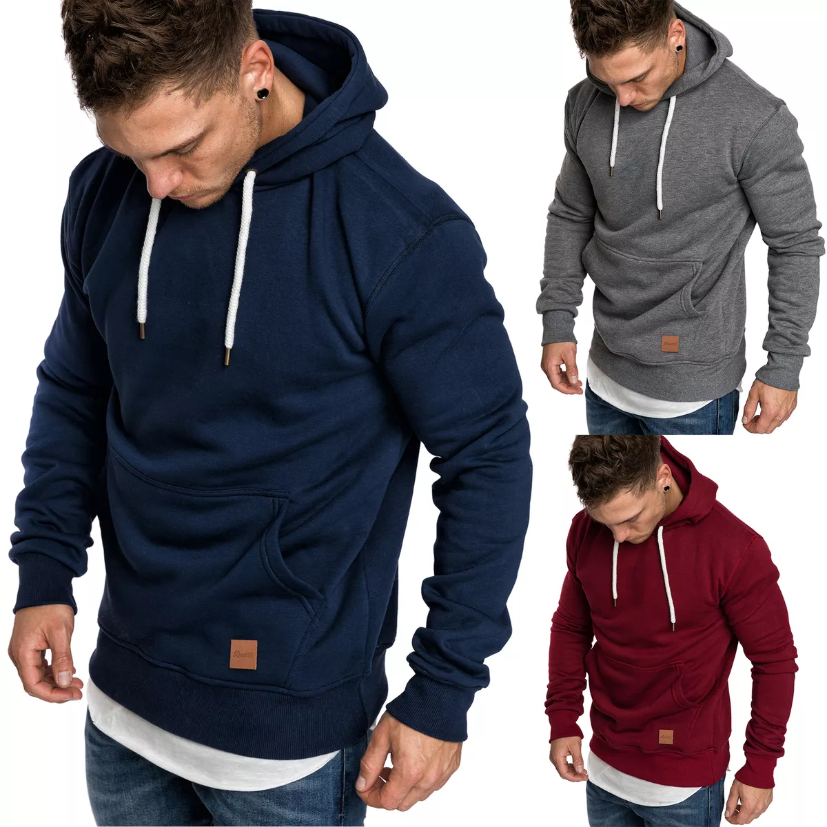 Mens Basic Hoodie Sweatjacket Sweater Hoodie Sweatshirt R 0051