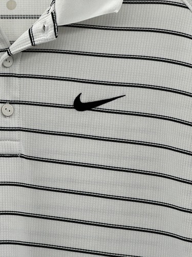 Nike Dri-Fit Mens Short Sleeve Polo Standard Fit Shirt Logo White/Black Size XL - Picture 3 of 6