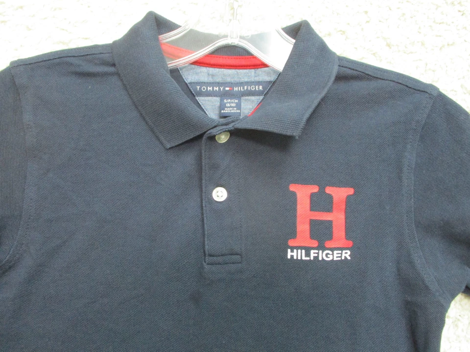 Tommy Hilfiger Polo Shirt Small Youth 8-10 Navy Blue Big Logo Casual Modern Boys - Image 2 of 4
