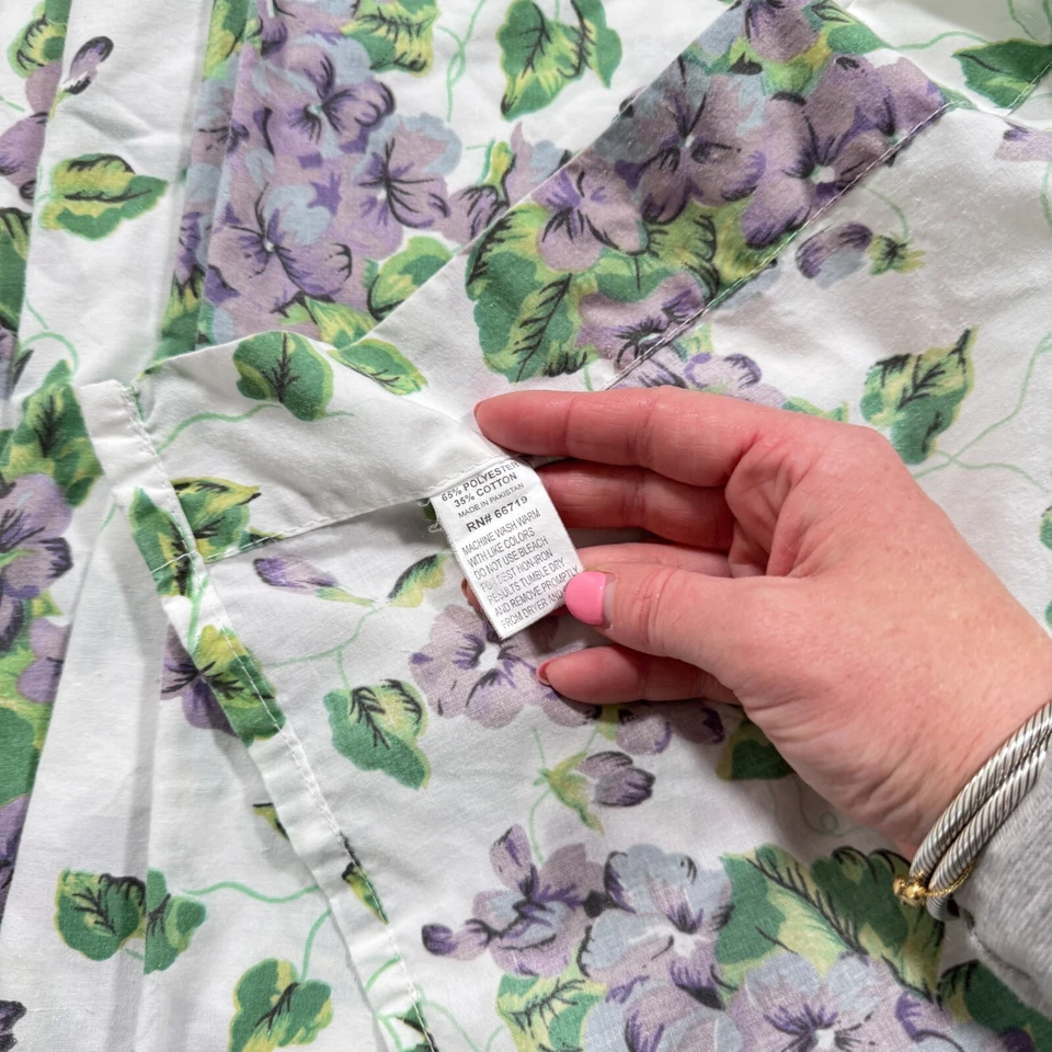 sábana plana completa púrpura verde flores enredaderas mezcla tradicional Foto 4 de 4