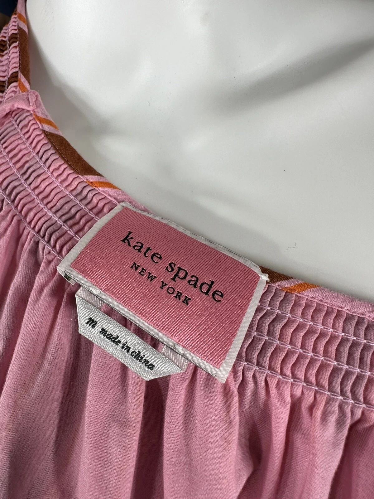 Abito Kate Spade Calais medio con volant rosa a righe cintura svasata us intime ottimeioni cond $298o