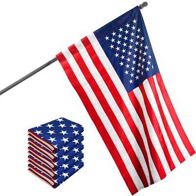 USA American Flag 3x5FT 5-Pack Pole Sleeve Embroidered Polyester By G128