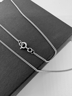 9ct White Gold 1.4mm Curb Link Chain 20'' / 50cm (W16C)
