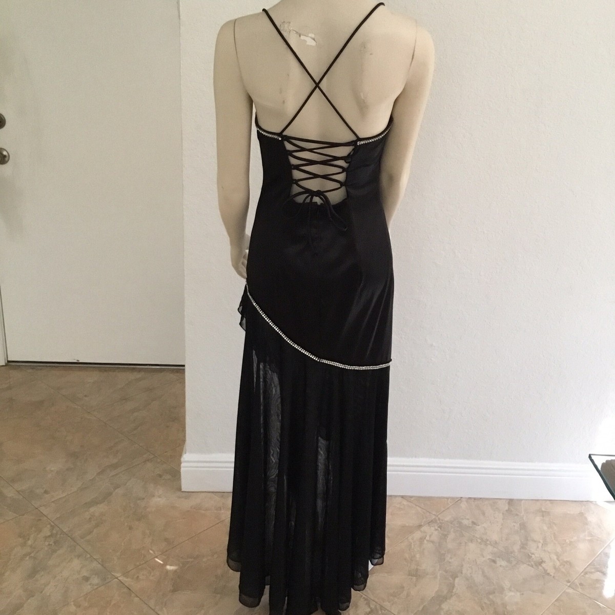 lace up back dress formal Stretch Satin Lace Up Back Dress with Train petite / 6 / teal main image 0