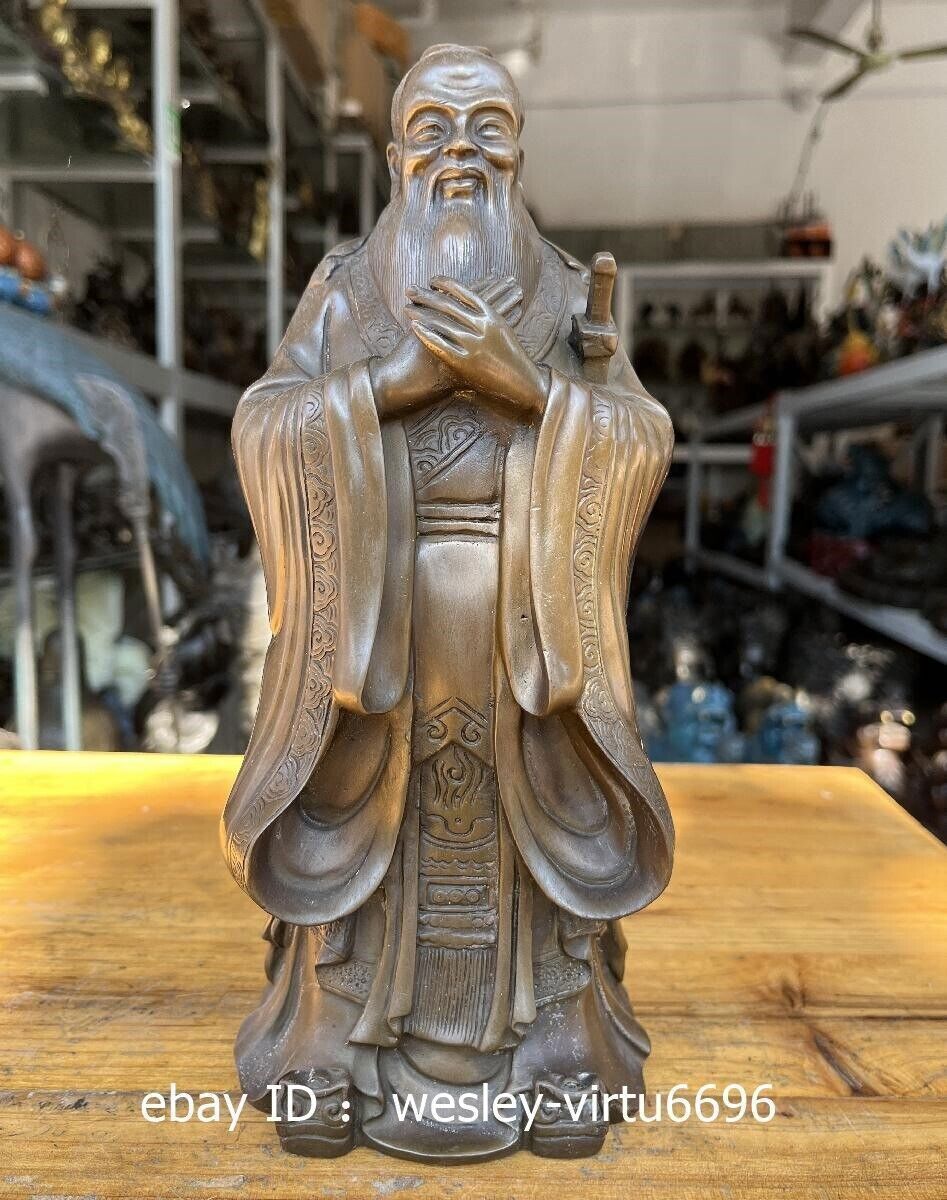 China Pure Copper Handwork Confucianists Confucius Kong Zi Kongzi