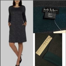 NWT Nicole Miller New York sweater dress sweater dress Gray Forest Green Cuffs