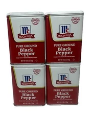 4 PK McCormick Pure Ground Black Pepper 6 oz Tin - Premium Peppercorns , Non-GMO