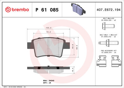 BREMBO P 61 085 Bremsbelagsatz, Scheibenbremse für CITROËN,PEUGEOT,PEUGEOT (DF-P