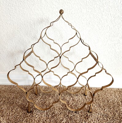 Wine Rack- Privilege Brand, Antiqued Gold Tone Metal-8 Bottle Footed & Handle
