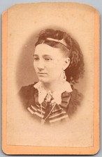 ANTIQUE CDV CIRCA 1870S J.S. MOORE GORGEOUS LADY IN DRESS TOLEDO IOWA