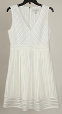 J. Crew Women’s Dress 8 White A Line Striped Sleeveless V Neck Lined
