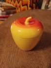 Vintage Hazel Atlas Milk Glass Red Apple Jam Jelly Jar & Lid Red & Yellow
