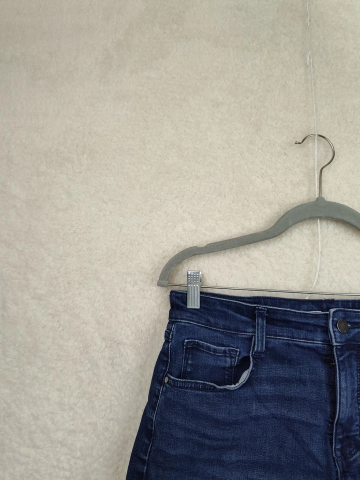 Pantalón Corto Nine West Mujer 6 Azul Mezcla Algodón Recto Calce Regular Corte Denim Foto 2 de 4