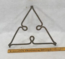 antique  fireplace trivet kettle pot stand tripod forged iron original 18thc