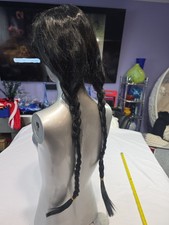 The Addams Family: Wednesday Wig for Adults, One Size Black Pigtails Braided