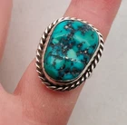 "AC" Navajo Vintage Sterling Silver Turquoise Ring Size 5.25