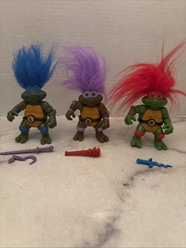 Vintage Teenage Mutant Ninja Turtles 1993 trolls action figures Lot Of 3