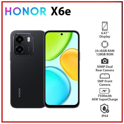 NEW HONOR X6e 4GB+128GB BLACK Dual SIM Octa Core Unlocked Android Mobile Phone