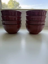 Set of 8 JCPenney Home Red Burgundy Soup Cereal Salad BOWLS 6” Wide 3” Tall