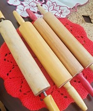 Vintage Wooden Rolling Pin Lot Set Of 4 Farmhouse Country Cottage