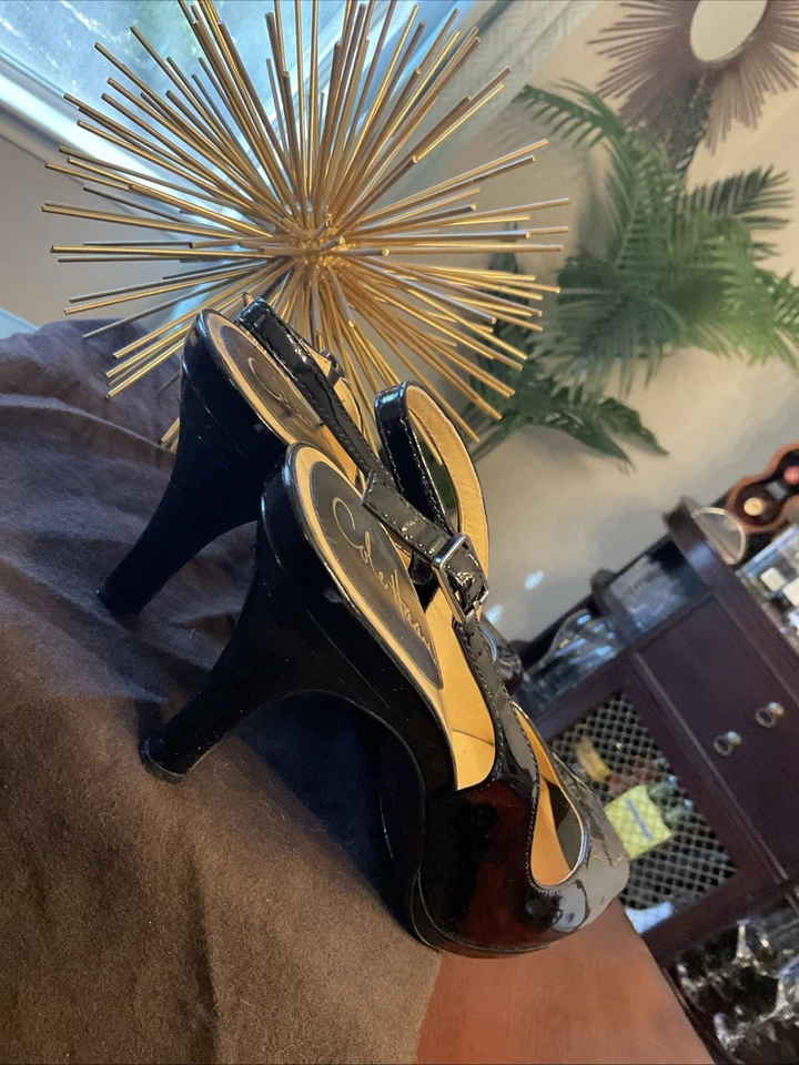 Cole Haan Air Carma слинга назад черный лакированная кожа заглянуть носок насос размер 9 AA - Изображение 4 из 4