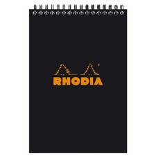 Rhodia Wirebound Notepad - Lined 80 sheets - 6 x 8 1/4 - Black cover.