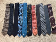 Lot of 11 Vintage Men's Neckties 1950's 1960's Skinny - Mixed Brands - Some Silk