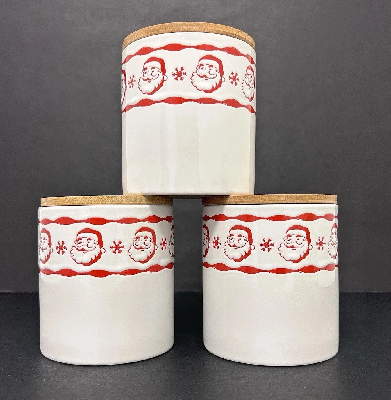 Prima Design Christmas Storage Jar Canisters x3 Festive Ceramic UNUSED *READ