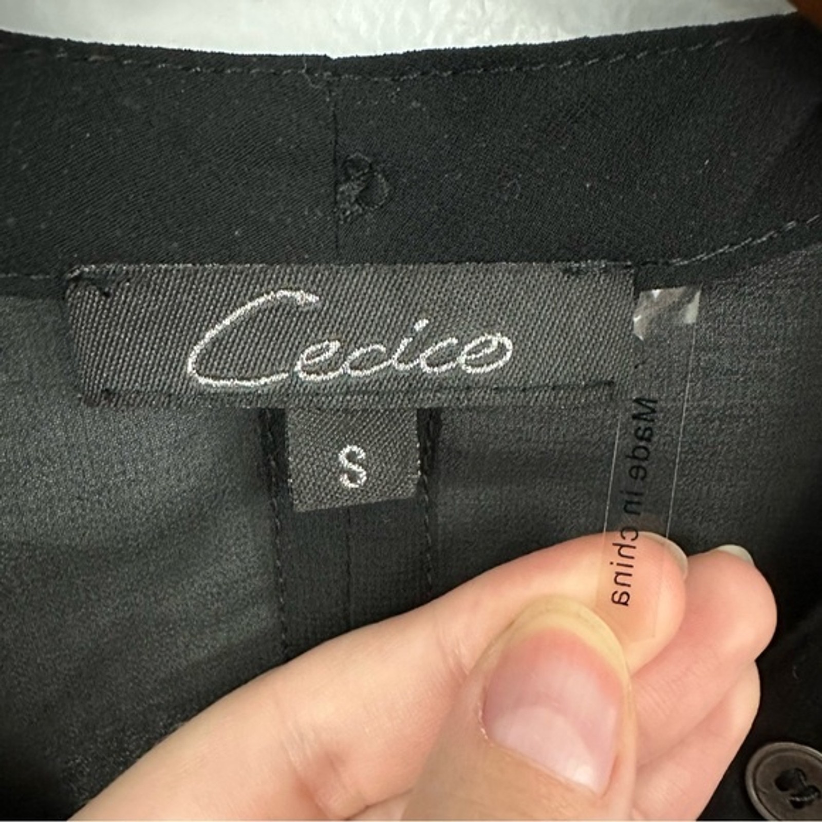 Cecico Black See-Through Button-Front Blouse Size… - image 9