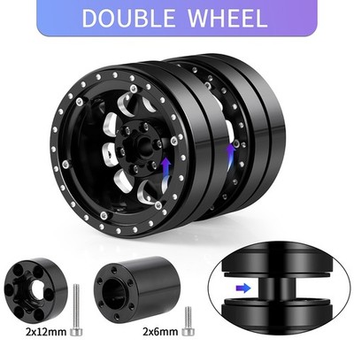 4x 2.2 Doppelreifen-Beadlock-Zwillingsräder für 1:10 RC AXIAL Wraith 90048 RR10