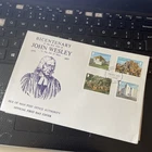 ISLE OF MAN STAMPS  FDC 19 OCT 1977 JOHN WESLEY  FIRST DAY COVER UNADDRESSED