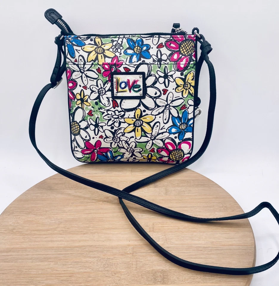 Brighton Crossbody Purse Womens S Red White Leather Messenger Purse Hart - Image 4 of 4