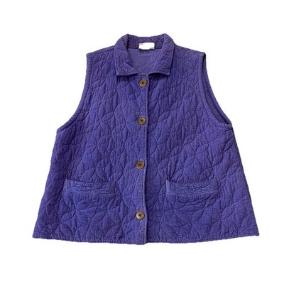 Eucalyptus Purple Cotton Corduroy Quilted Vest Women s Sz XS Made In Guatemala