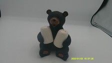 Rivers Edge Black Bear Sitting Holding Salt & Pepper Shakers 2009 Vintage