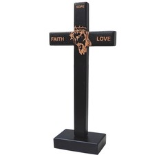 Wooden Wall Cross 10.75in Large Decorative Standing Cross Laser Engraved Jesu...