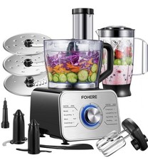 FOHERE Food Processor Multifunctional, 3-Speed Food Processor and Blender Combo