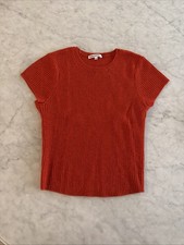 Reformation Teo Cashmere Short Sleeve Orange Sweater