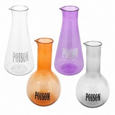 4-Pack Halloween Poison Potion Bottles Witch Apothecary Spooky Decor PET