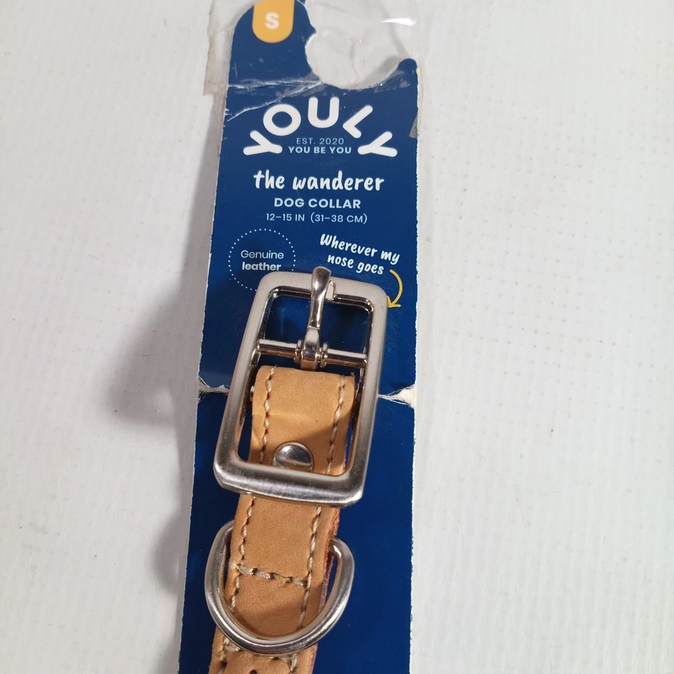 YOULY The Wanderer Beige Leather Rope Durable Dog Collar Small - Image 2 of 4