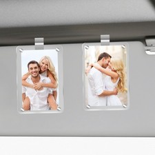 2Pcs Car Picture Holder, Acrylic Magnetic 11 inches x 5.5 inches, white