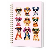 Cute Dog Pink Journal Notebook,Cute Stationery Gift,Puppy Dog Diary Pink dog 4