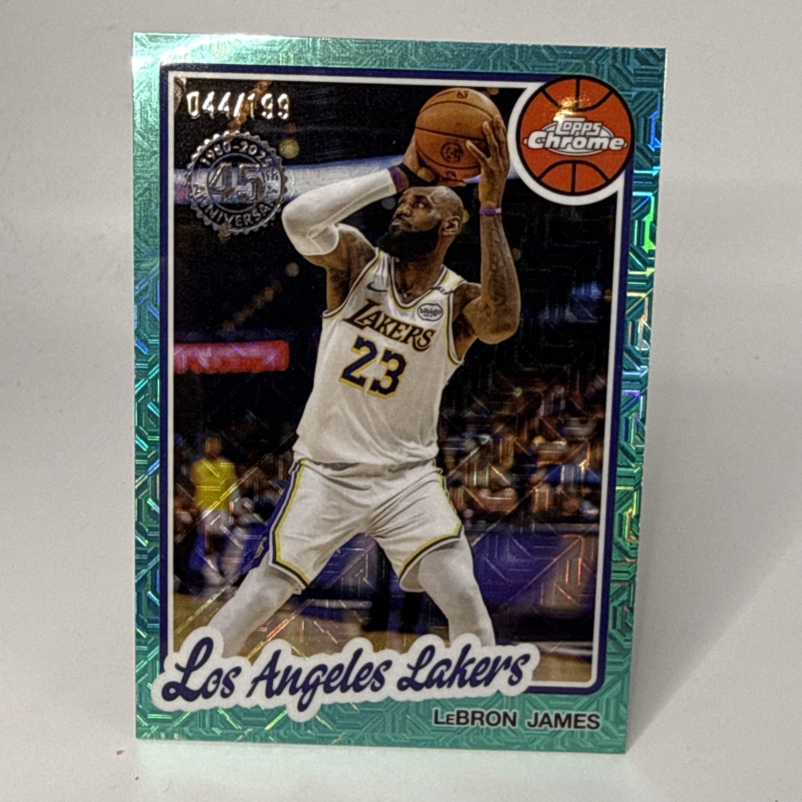 2025-26 Topps Basketball Lebron James 1980-81 Topps Chrome MOJO Teal /199 TC-LJ