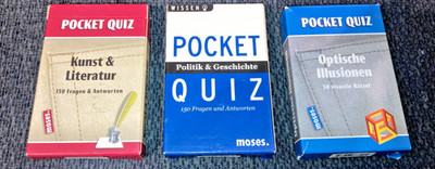Pocket Quiz Set 3x Moses Kunst Literatur Politk Geschichte Optische Illusionen
