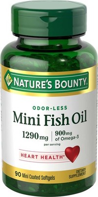 Nature's Bounty Mini Fish Oil Softgels, Burpless 90 Count (Pack of 1), N/a 
