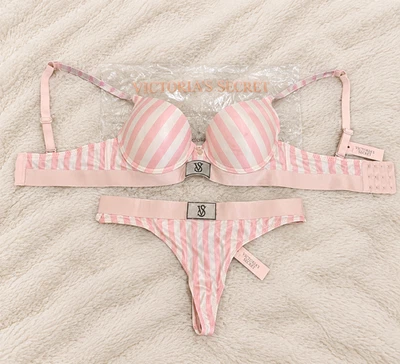 VICTORIA'S SECRET UNTERWÄSCHE SET DESSOUS BH PUSHUP SLIP TANGA STRING BRASI - Bild 1 von 3