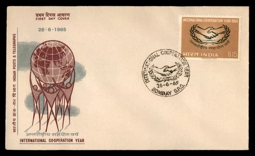 Mayfairstamps India FDC 1966 Coop Year Handshake Figures Holding Earth First Day